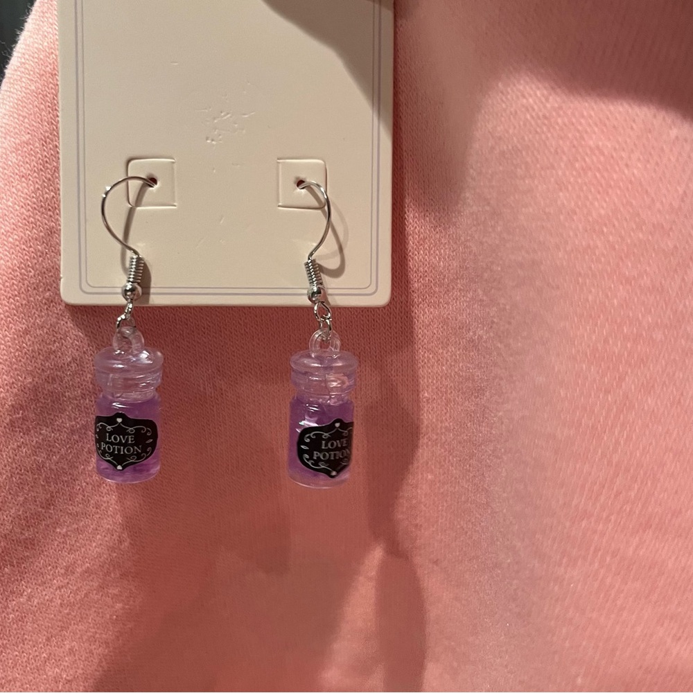 Purple Love Potion Bottle Halloween Earrings